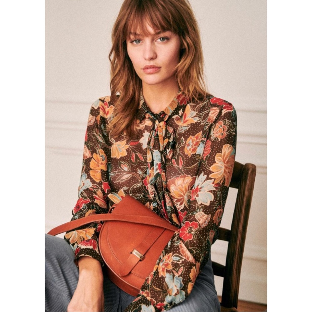 ✨Sold✨Sézane Lives Shirt in Honey Flowers Print - Picture 1 of 8